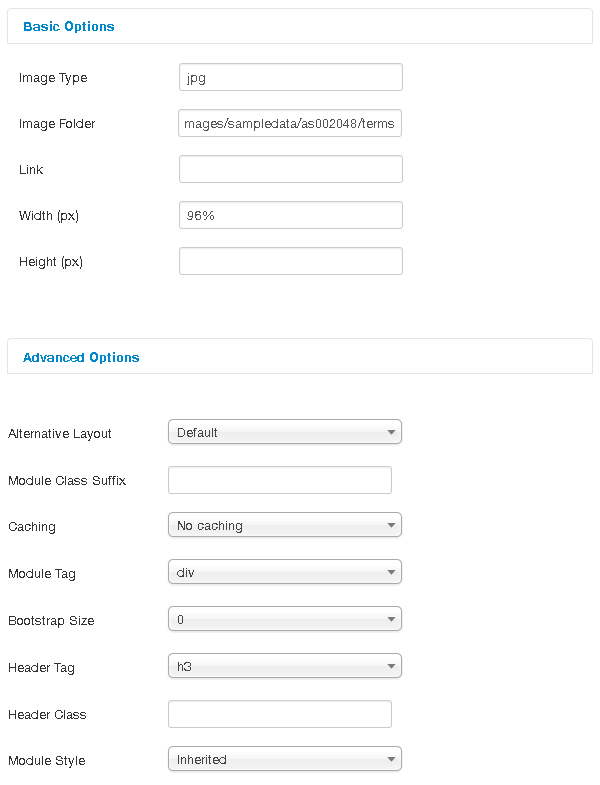 Menu configuration parameters